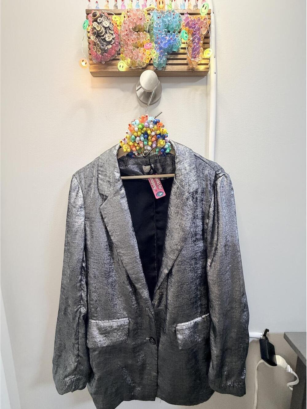 DeftDuck Silver Metallic Blazer Jacket